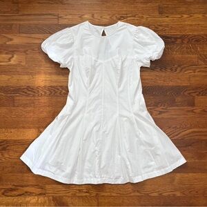 Anthropologie Maeve White Puff-Sleeve Pleated Dress - Size Small - new with tags